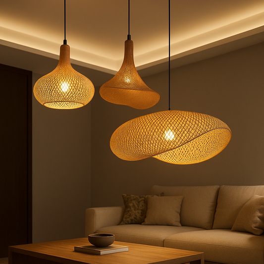 Lampe Suspendue / Suspension en Bambou Tissé