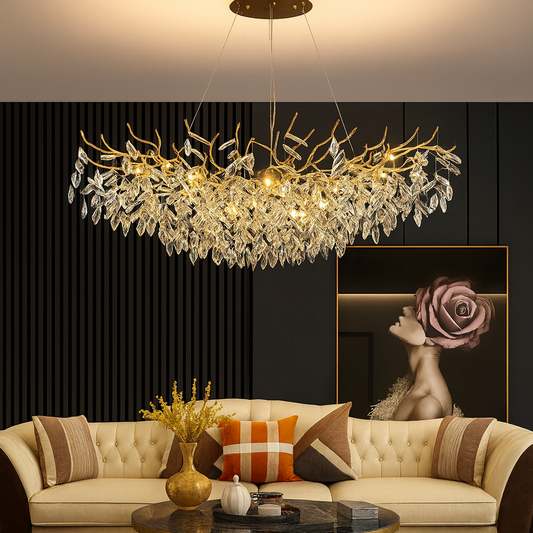 Lustre doré en cristal