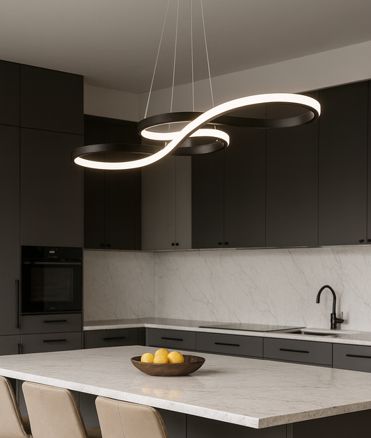 Lampe LED Suspendue Moderne Design Ondulé – Îlot de Cuisine, Salle à Manger & Salon