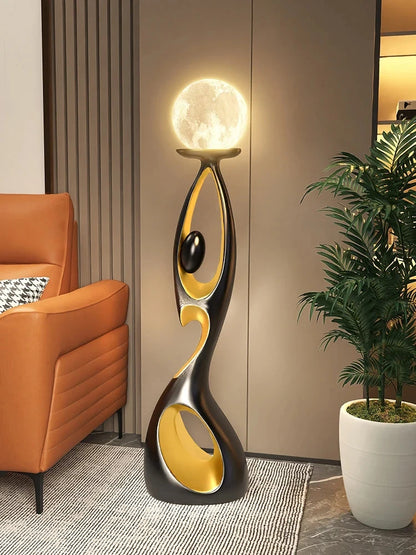 Lampadaire / Lampe de Sol LED design en résine avec globe lumineux – 73 cm