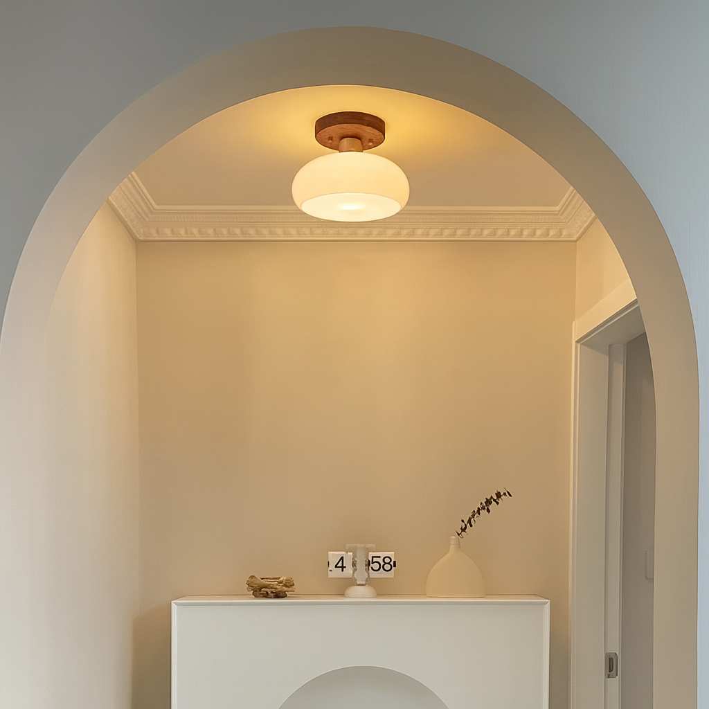 Plafonnier en Noyer Laiton Rétro