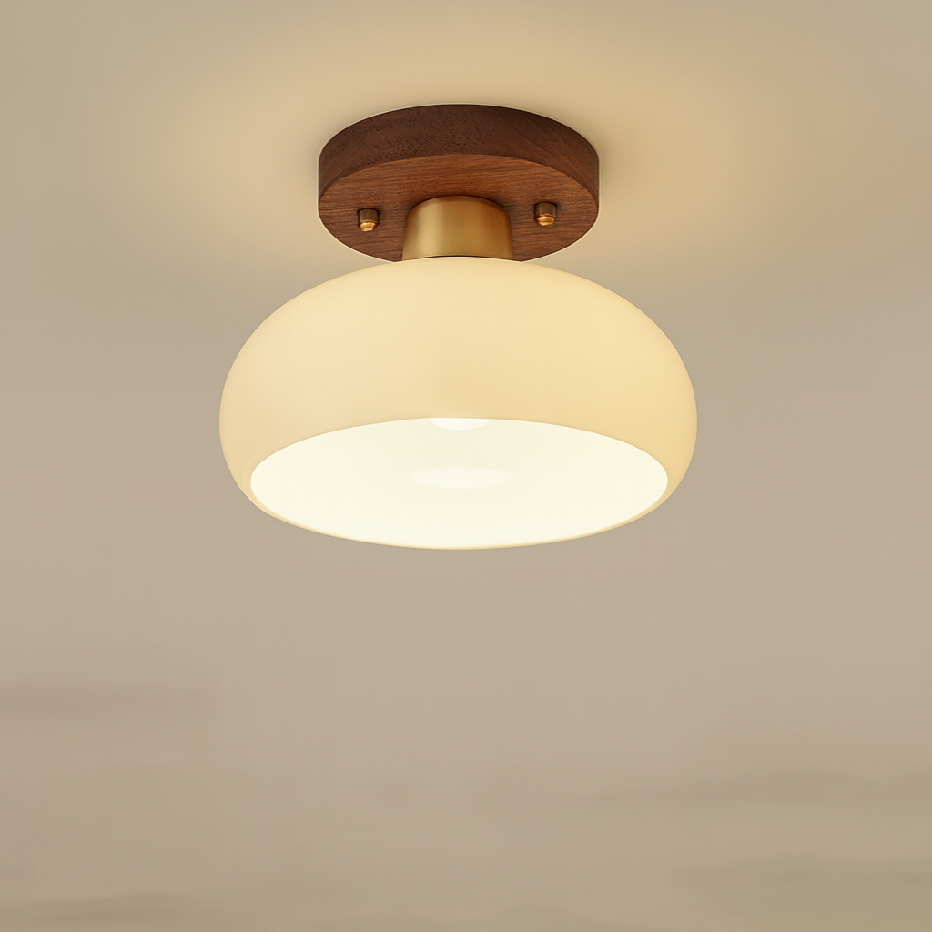 Plafonnier en Noyer Laiton Rétro