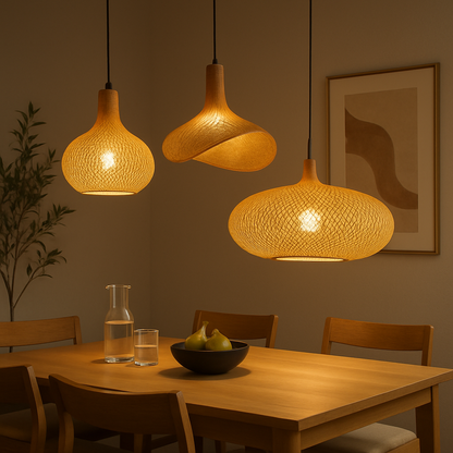 Lampe Suspendue / Suspension en Bambou Tissé