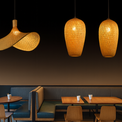 Lampe Suspendue / Suspension en Bambou Tissé