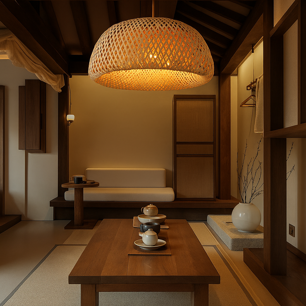 Lampe Suspendue / Suspension en Bambou Tissé