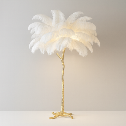 Lampadaire / Lampe de Sol Design en Plumes d’Autruche