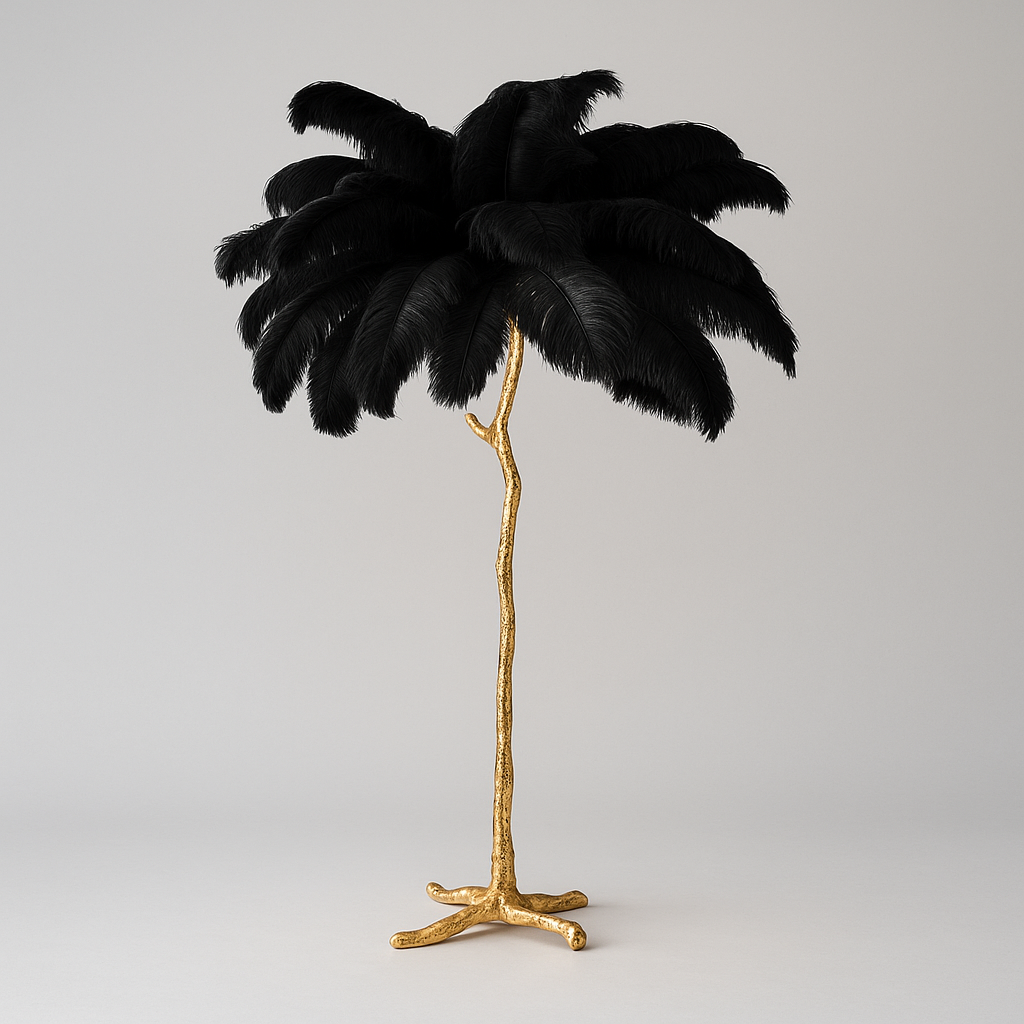 Lampadaire / Lampe de Sol Design en Plumes d’Autruche