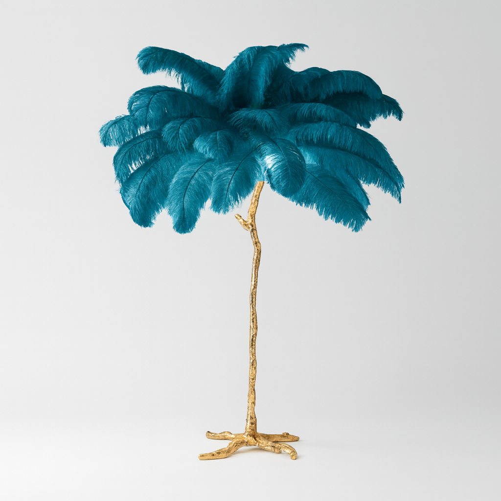 Lampadaire / Lampe de Sol Design en Plumes d’Autruche