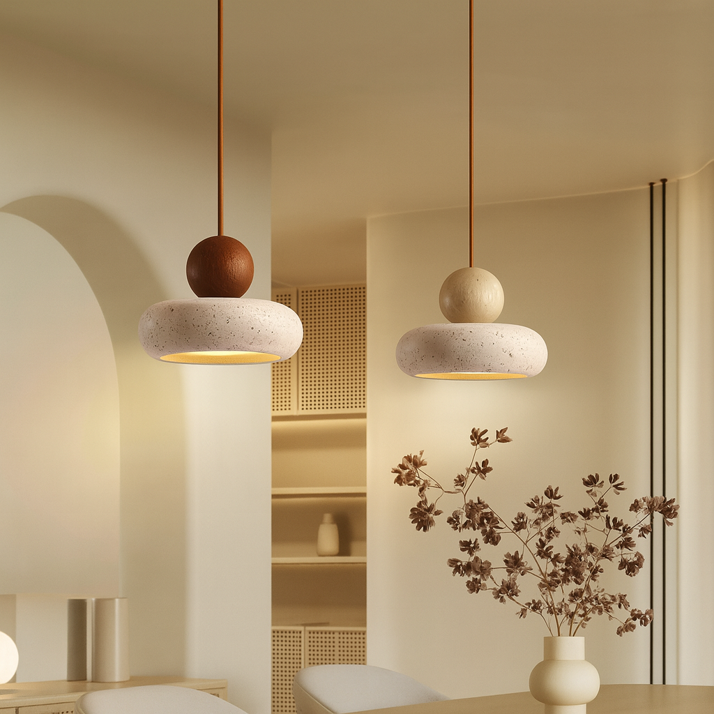 Lampe Suspendue / Suspension Vintage en Pierre d’Agate Naturelle