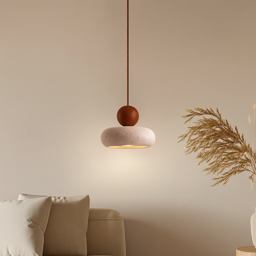 Lampe Suspendue / Suspension Vintage en Pierre d’Agate Naturelle