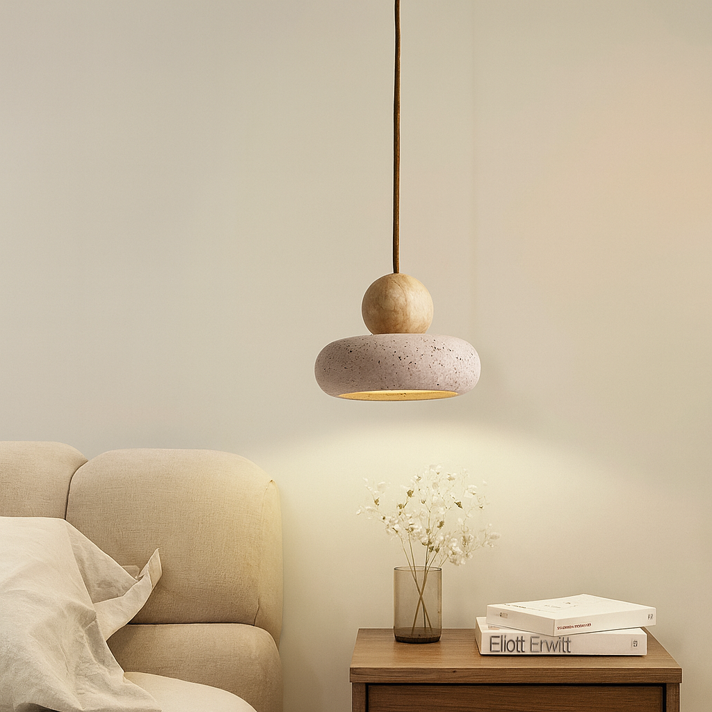 Lampe Suspendue / Suspension Vintage en Pierre d’Agate Naturelle