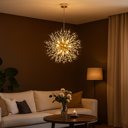 Lampe Suspendue / Suspension Boule de feu en Cristal