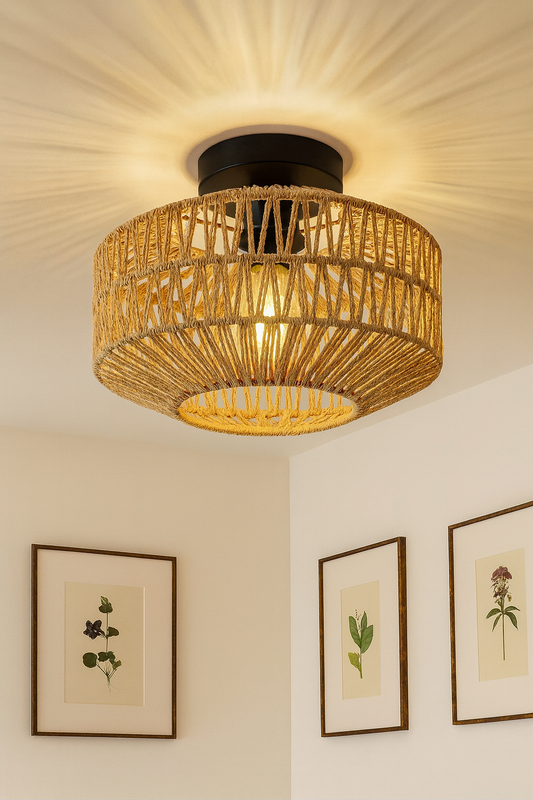 Plafonnier en Rotin Tissé à la Main – Design Naturel & Moderne