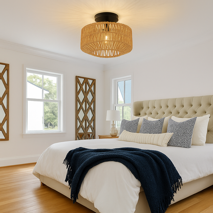 Plafonnier en Rotin Tissé à la Main – Design Naturel & Moderne