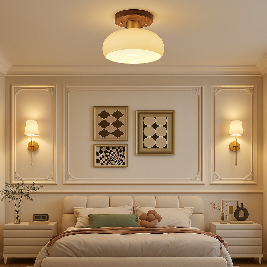 Plafonnier en Noyer Laiton Rétro