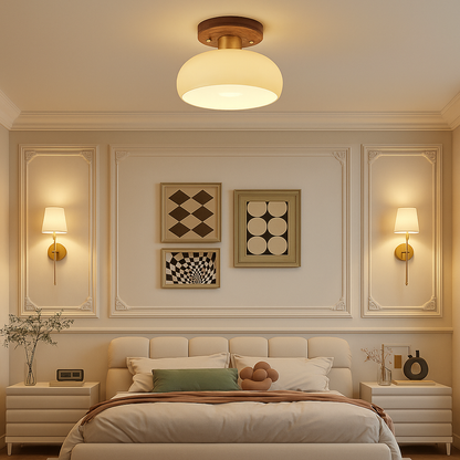 Plafonnier en Noyer Laiton Rétro