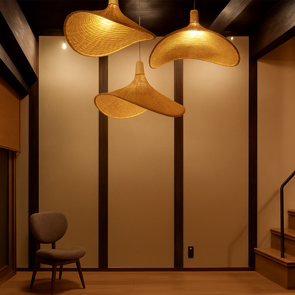 Lampe Suspendue / Suspension en Bambou Tissé