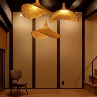 Lampe Suspendue / Suspension en Bambou Tissé