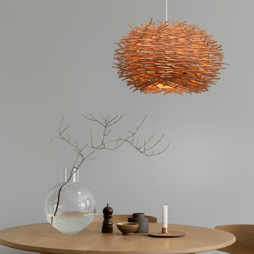 Lampe Suspendue / Suspension en Bambou Tissé