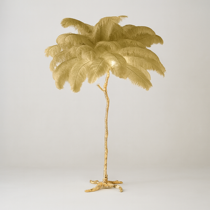 Lampadaire / Lampe de Sol Design en Plumes d’Autruche