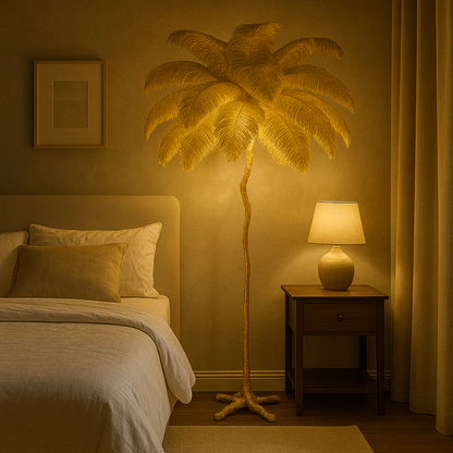 Lampadaire / Lampe de Sol Design en Plumes d’Autruche