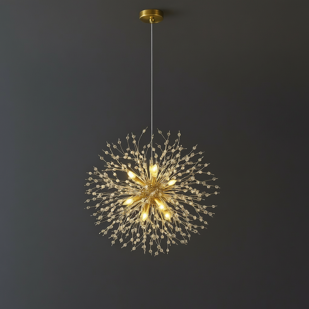 Lampe Suspendue / Suspension Boule de feu en Cristal