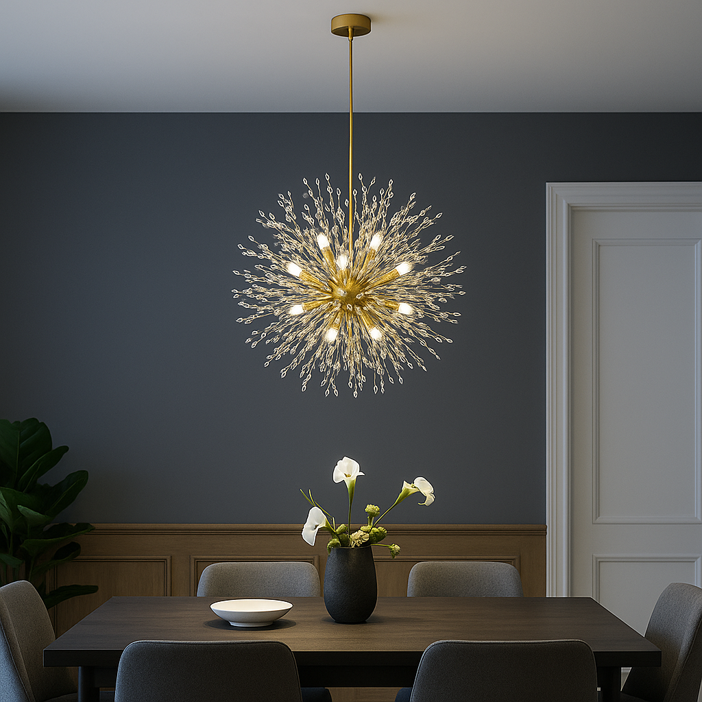 Lampe Suspendue / Suspension Boule de feu en Cristal