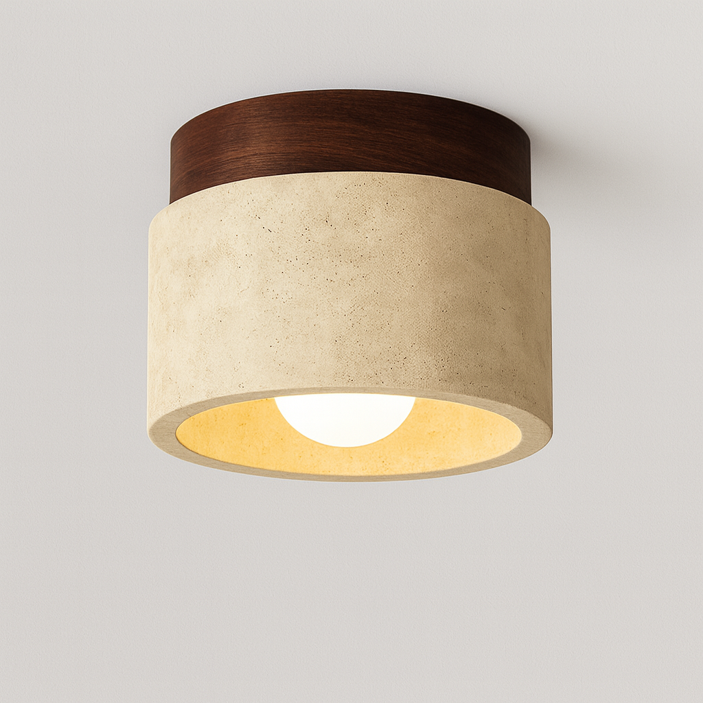 Plafonnier Japonais en Bois & Pierre