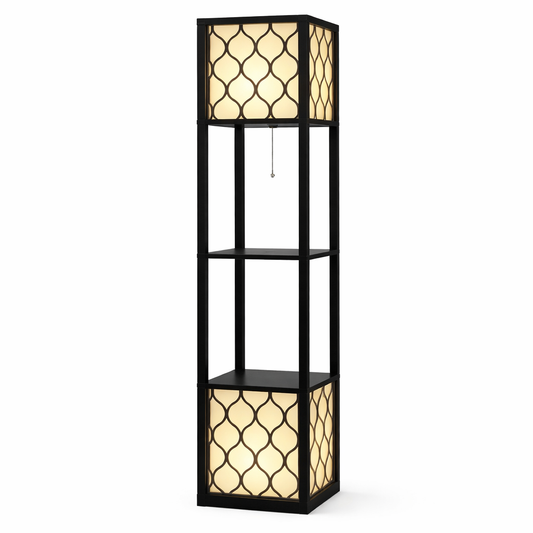 Lampadaire / Lampe de Sol avec Etagères - H156cm
