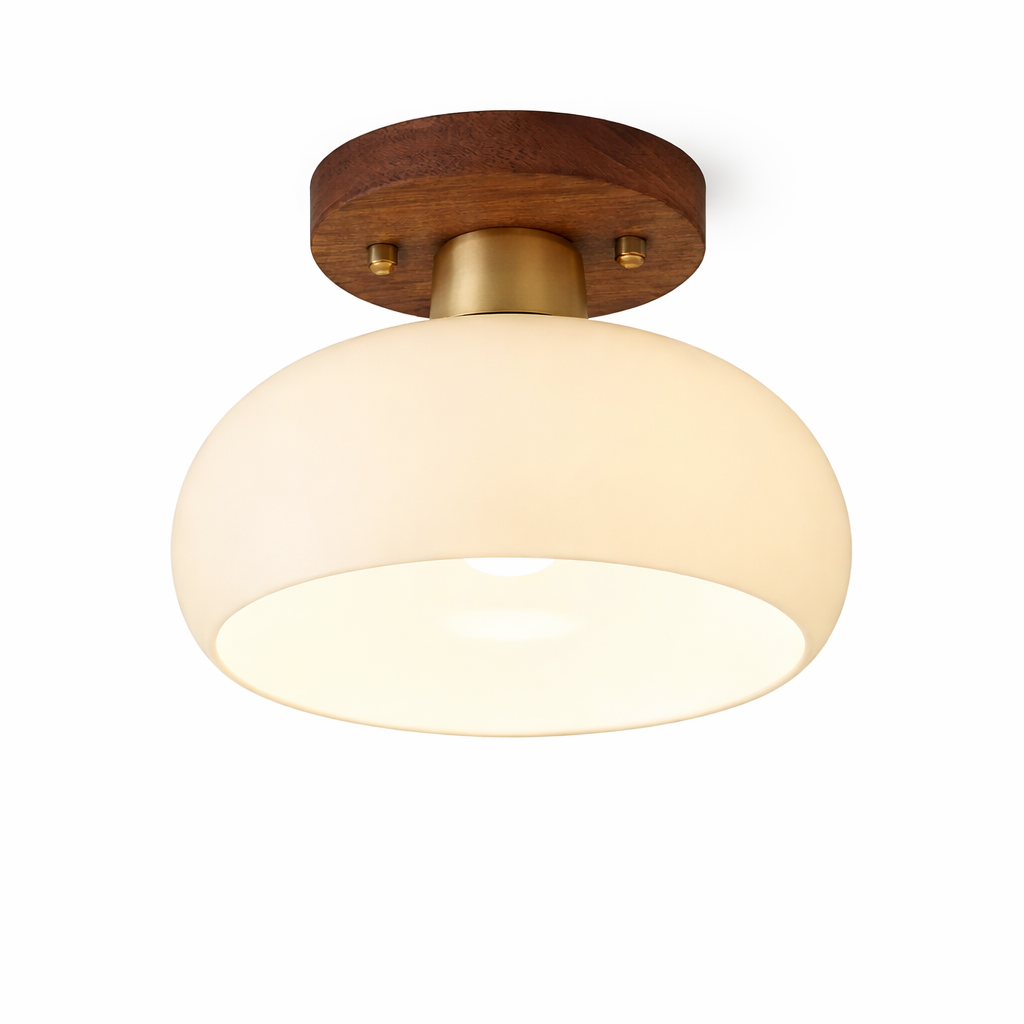 Plafonnier en Noyer Laiton Rétro