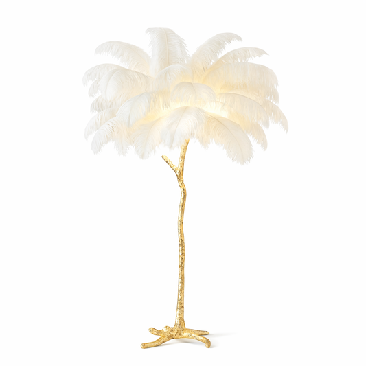 Lampadaire / Lampe de Sol Design en Plumes d’Autruche