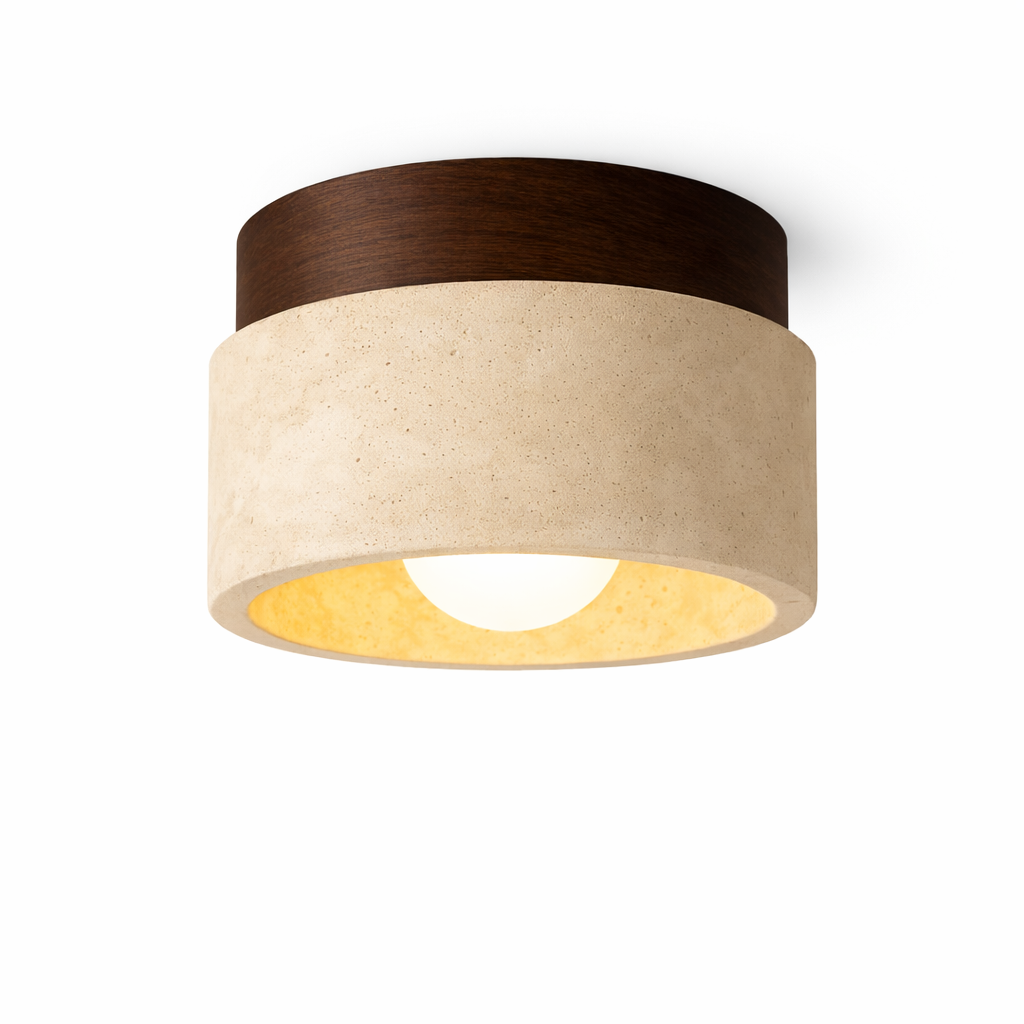 Plafonnier Japonais en Bois & Pierre