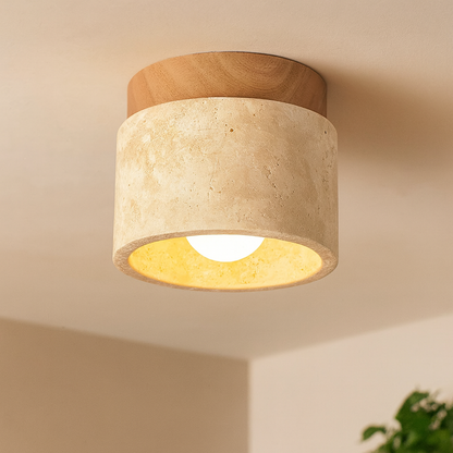 Plafonnier Japonais en Bois & Pierre