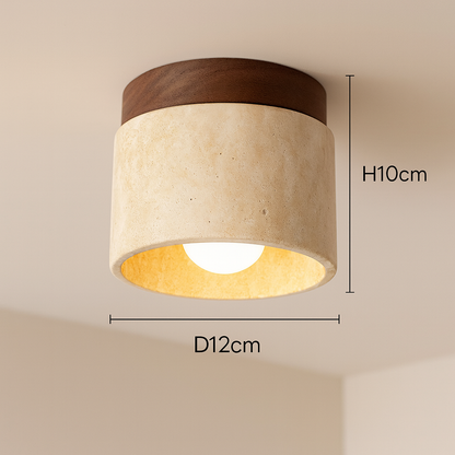 Plafonnier Japonais en Bois & Pierre