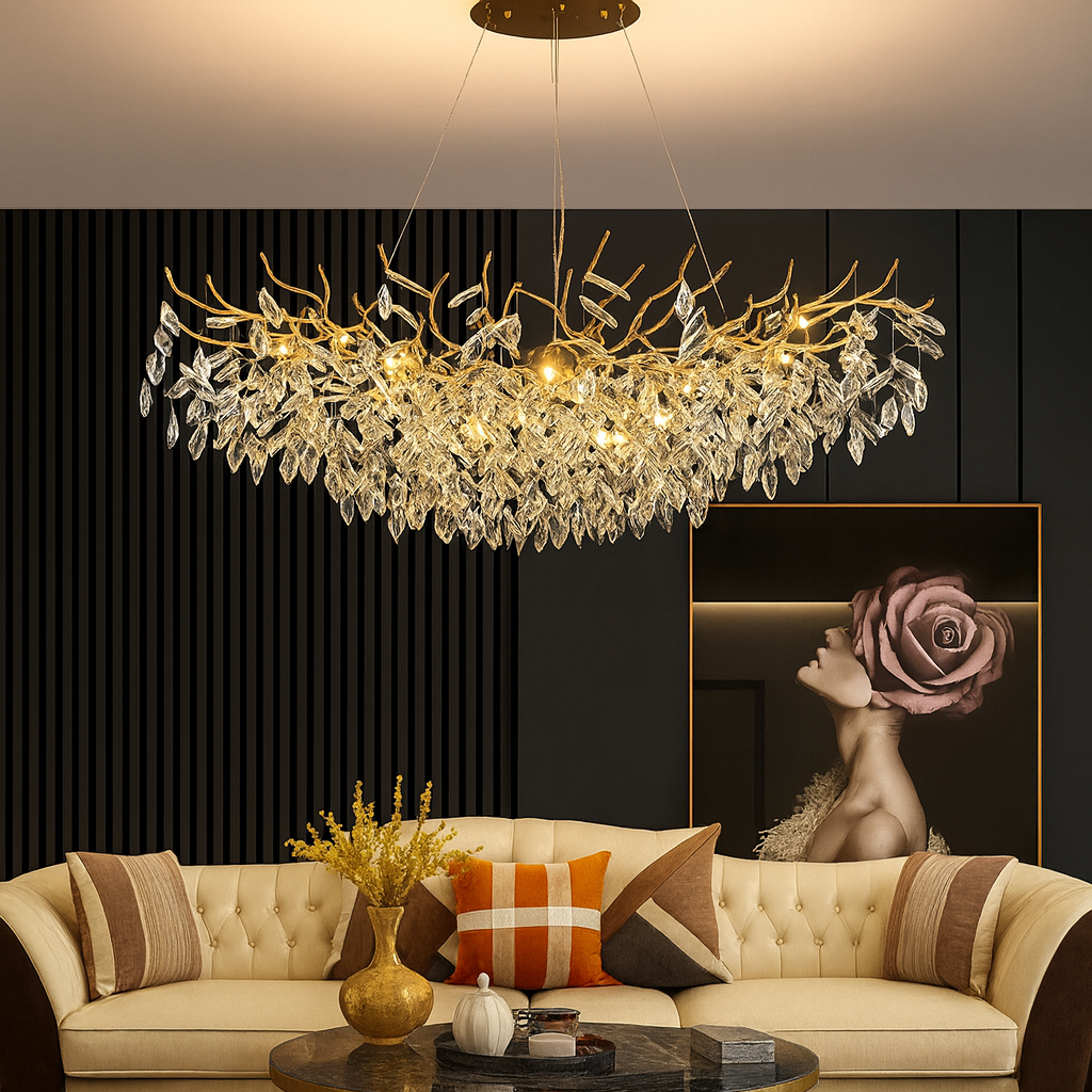 Lustre Doré avec Cristaux