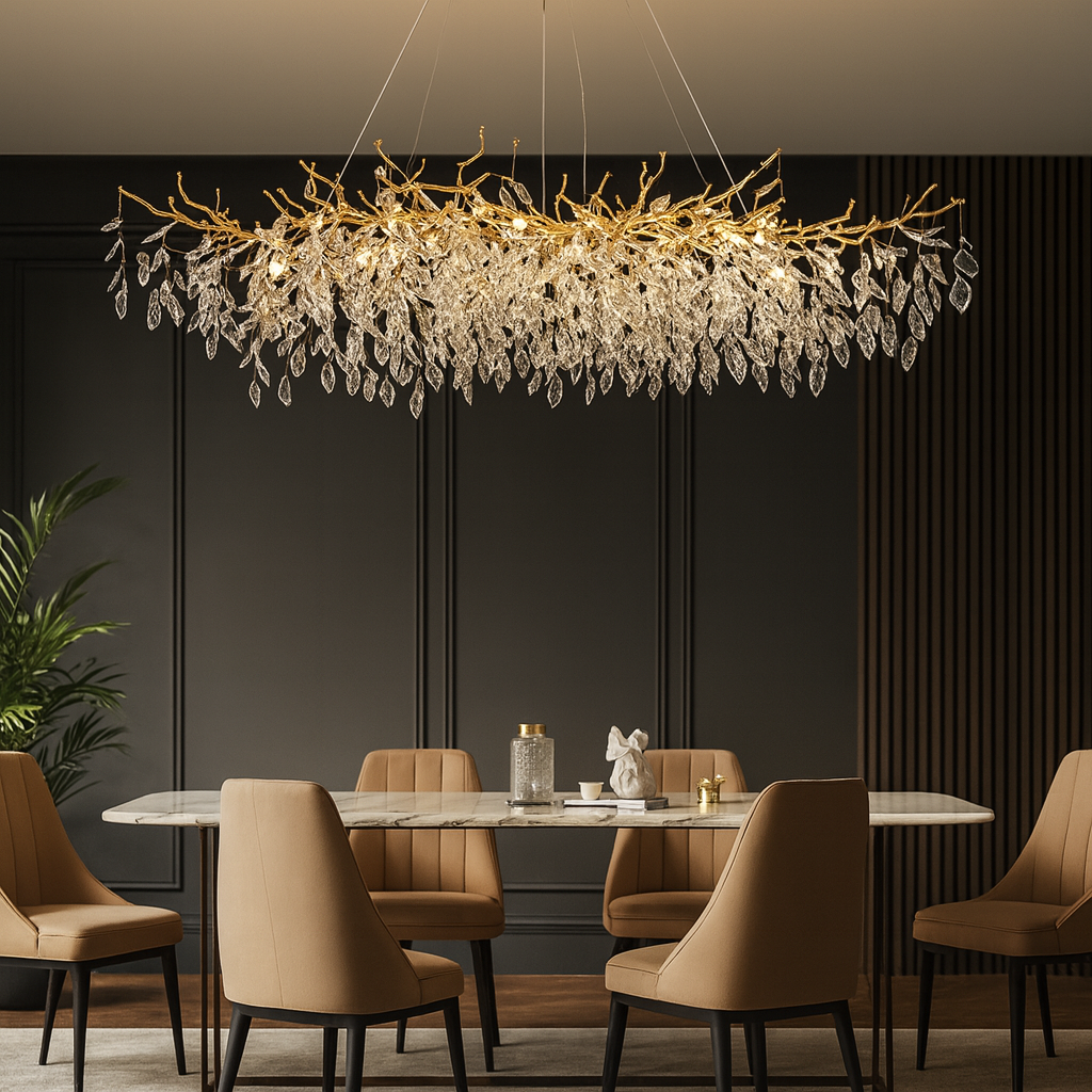 Lustre Doré avec Cristaux