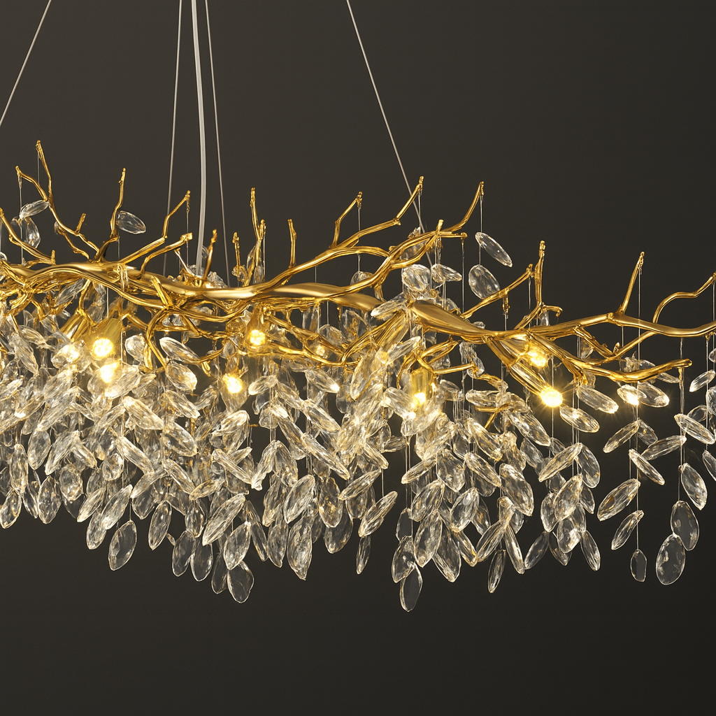 Lustre Doré avec Cristaux