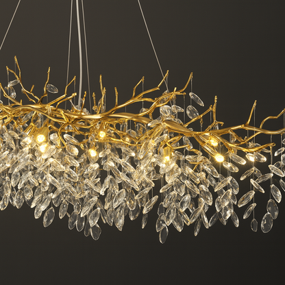 Lustre Doré avec Cristaux