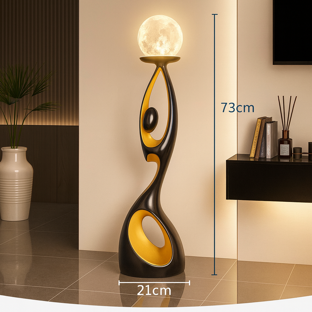 Lampadaire LED design en résine avec globe lumineux – sculpture moderne 73 cm