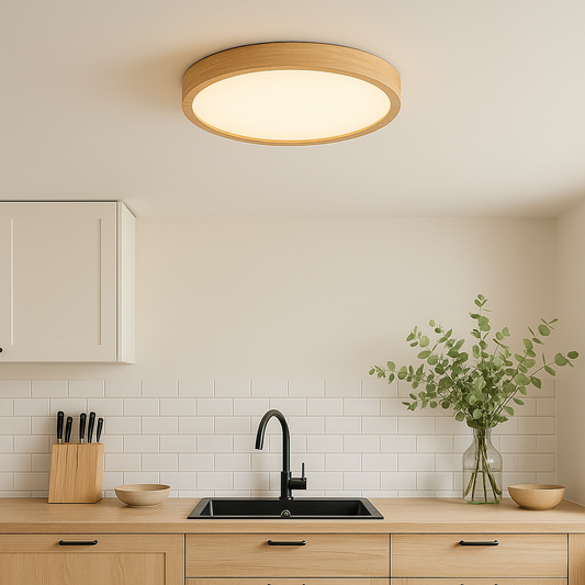 Plafonnier LED Moderne Grain de Bois 30/40 cm